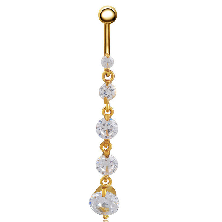 Crystal Heart Belly Button Ring close-up detail