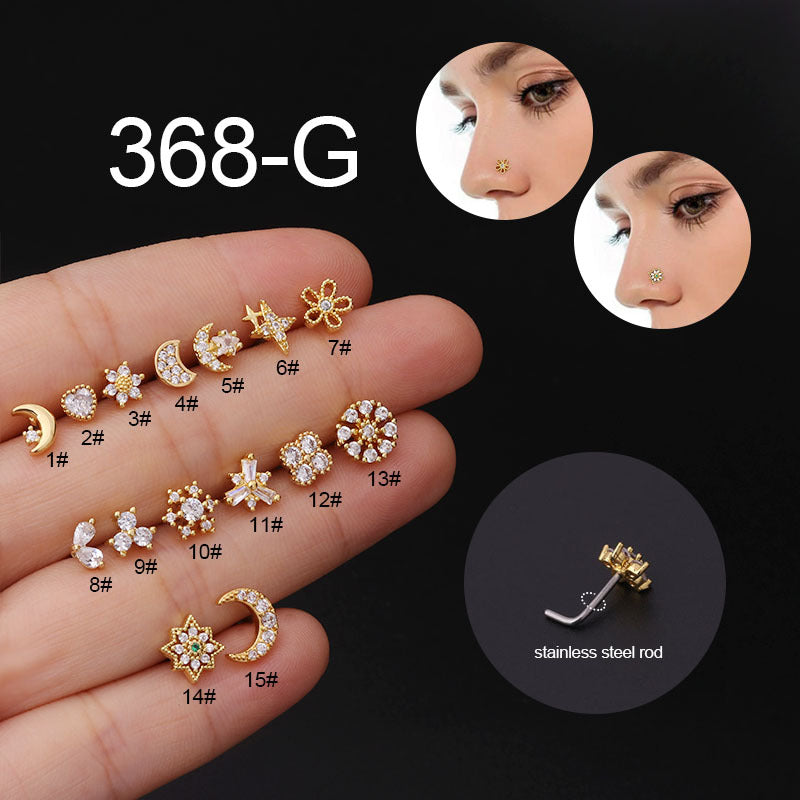 Zircon Crystal Nose Stud close-up detail