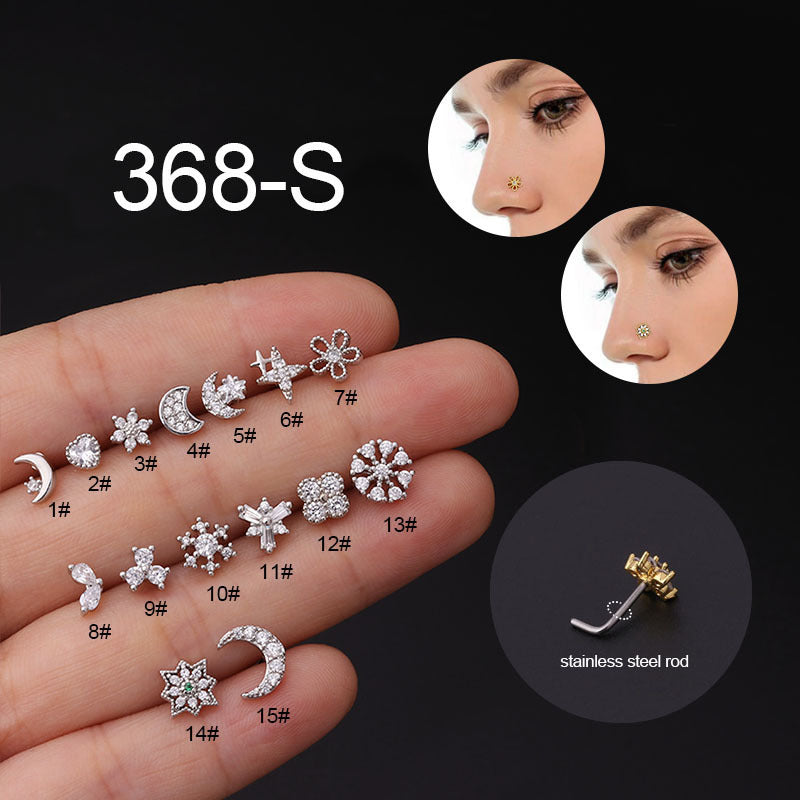 Zircon Crystal Nose Stud from different angle