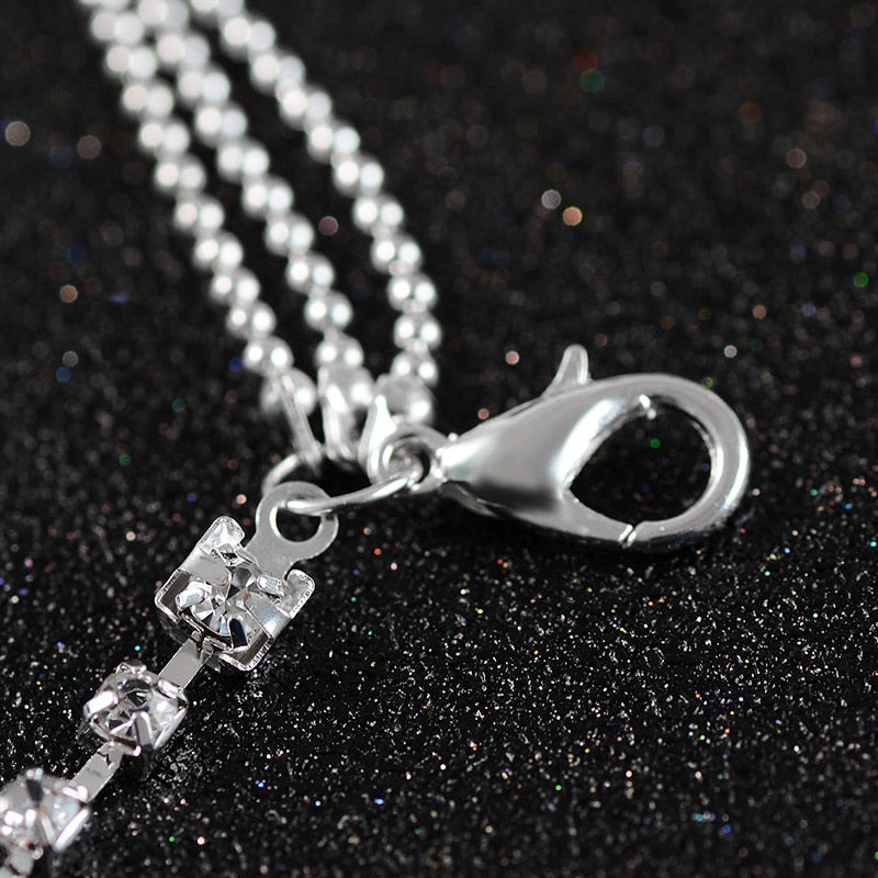 Crystal Multilayer Chain Anklet from different angle