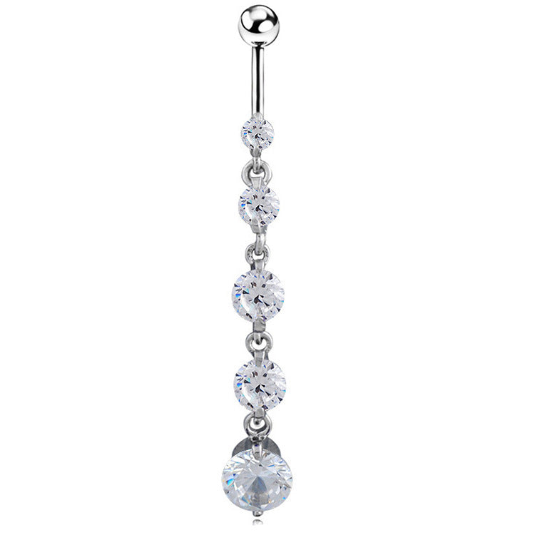 Crystal Heart Belly Button Ring from different angle