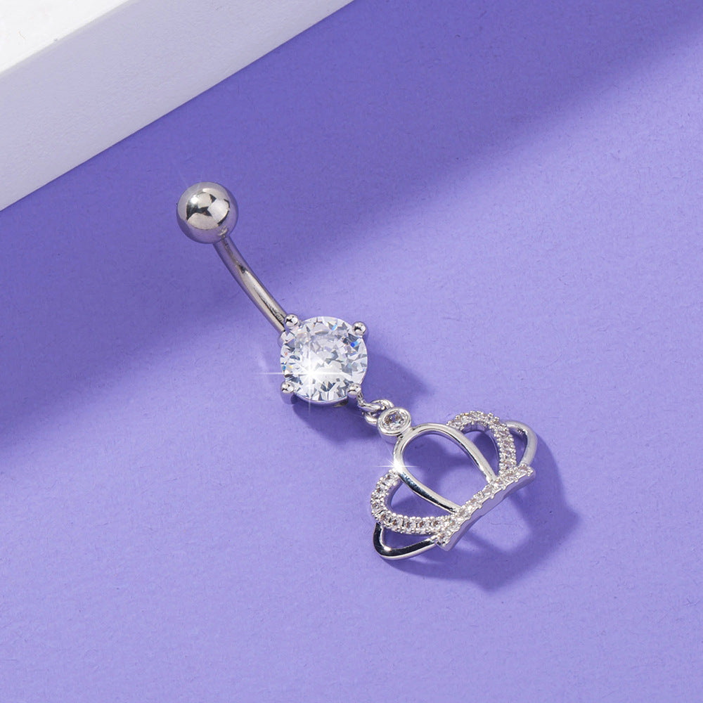 Crown Crystal Belly Button Ring lifestyle shot