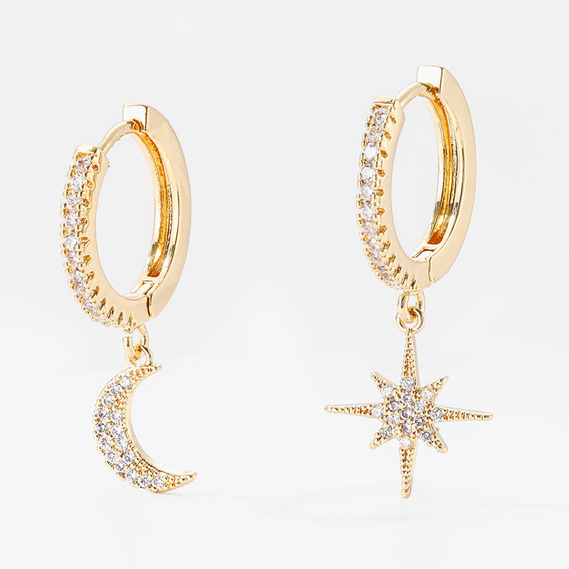 Star & Moon Asymmetric Earrings lifestyle shot