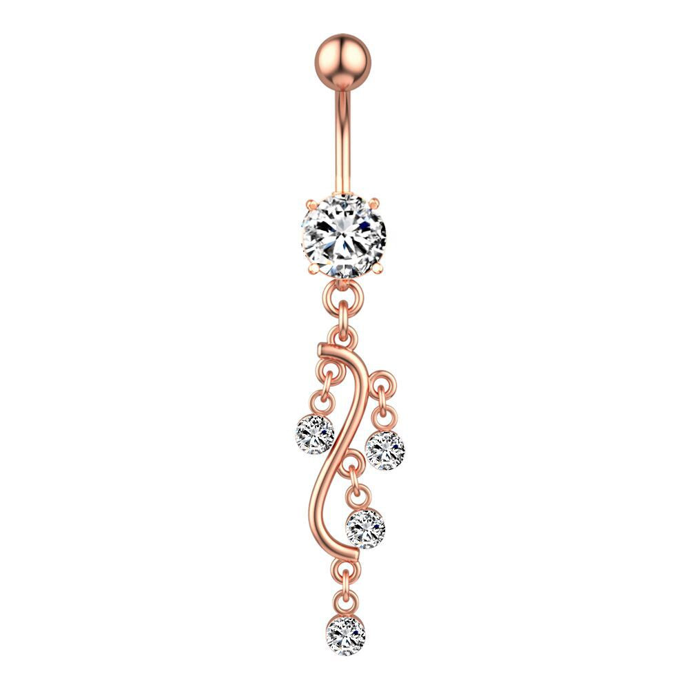 S-Curve Crystal Belly Button Ring lifestyle shot