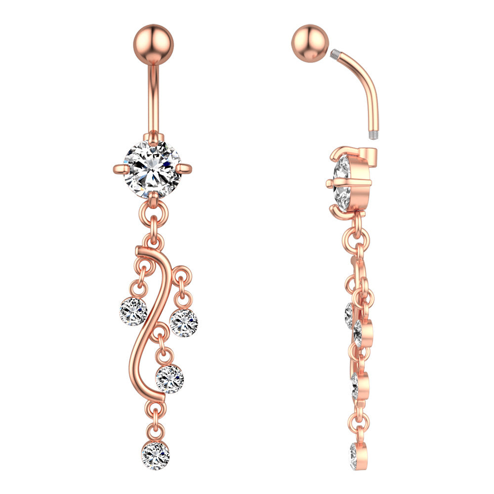 S-Curve Crystal Belly Button Ring product image 5