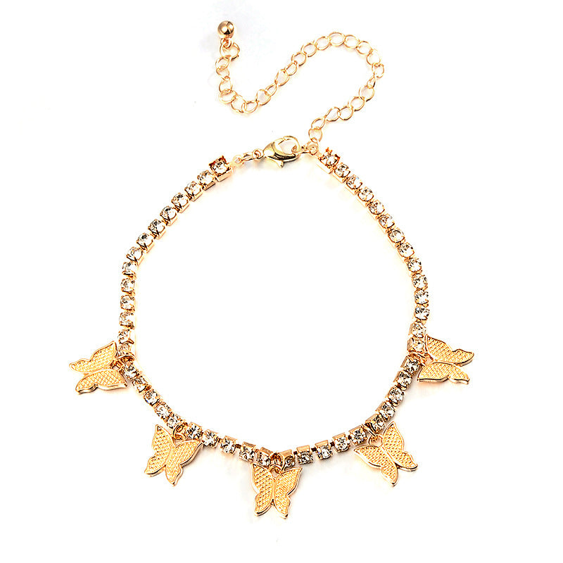 Rhinestone Butterfly Cuban Link Anklet product image 5