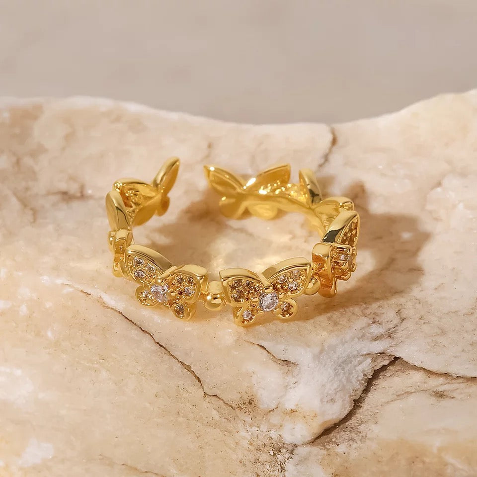 butterfly crystal ring