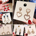 Crystal Chain Drop Earrings — Long Dangle Statement Earrings