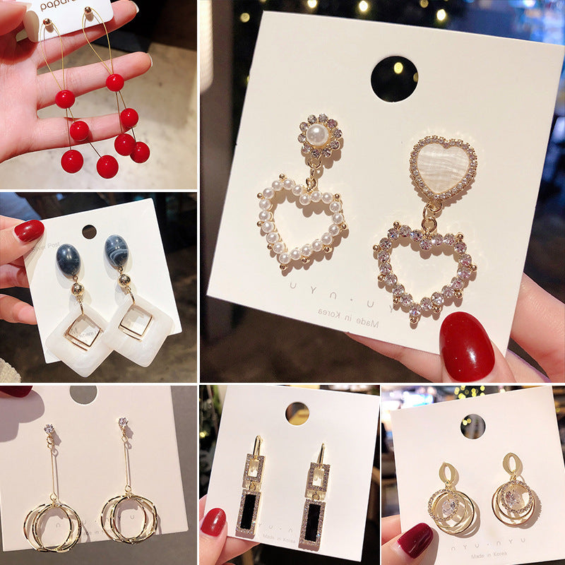 Crystal Chain Drop Earrings — Long Dangle Statement Earrings