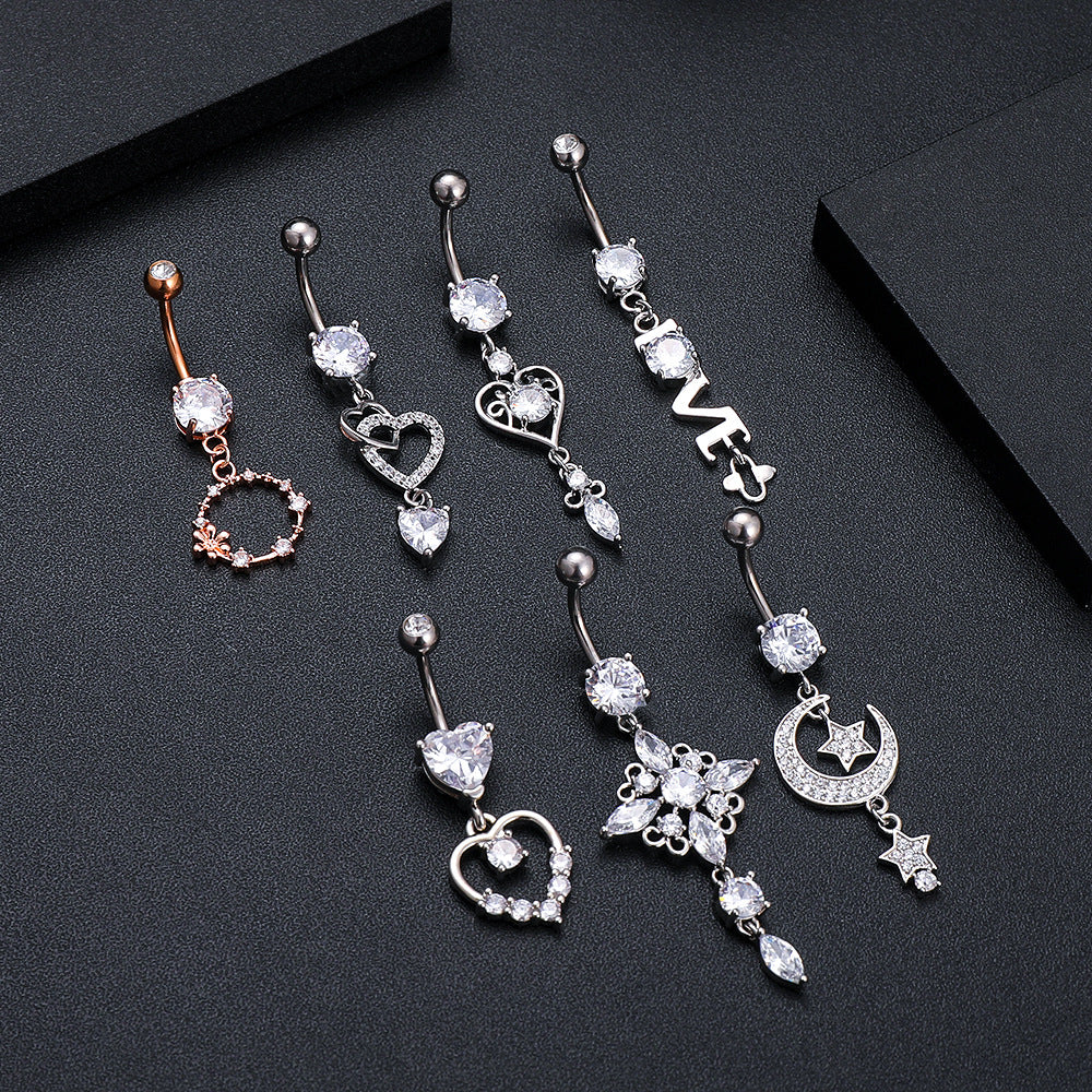 Teardrop Crystal Belly Button Ring — Elegant Drop Navel Bar