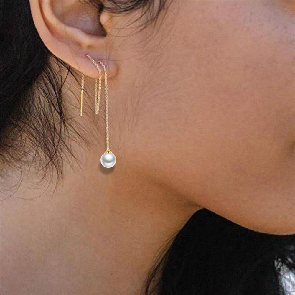 Pearl Tassel Thread Earrings — Elegant Drop Earrings