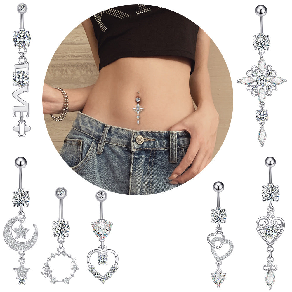 Teardrop Crystal Belly Button Ring close-up detail