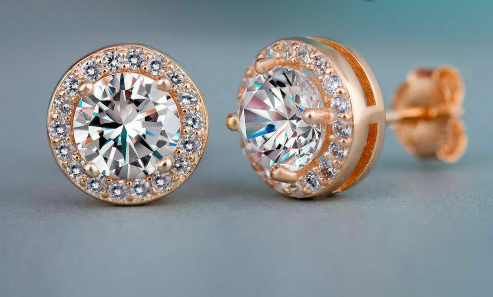 Dainty Crystal Zircon Studs from different angle