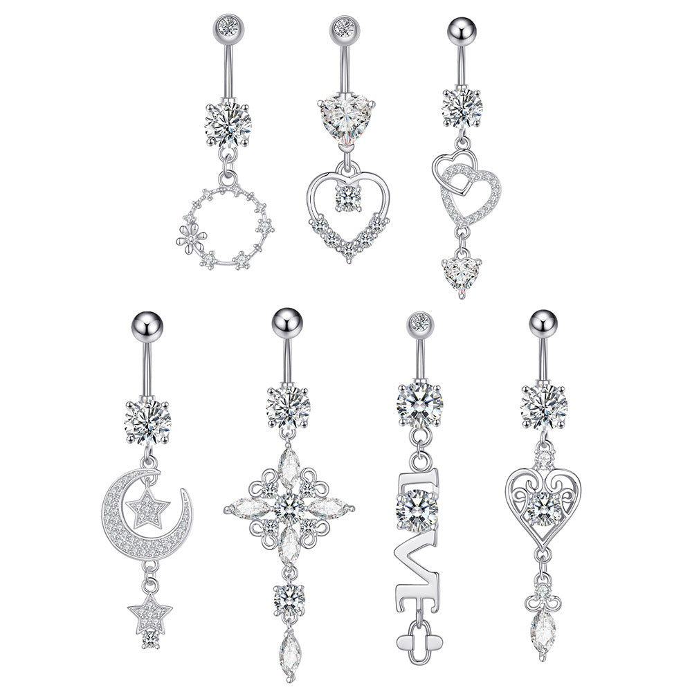 Teardrop Crystal Belly Button Ring from different angle