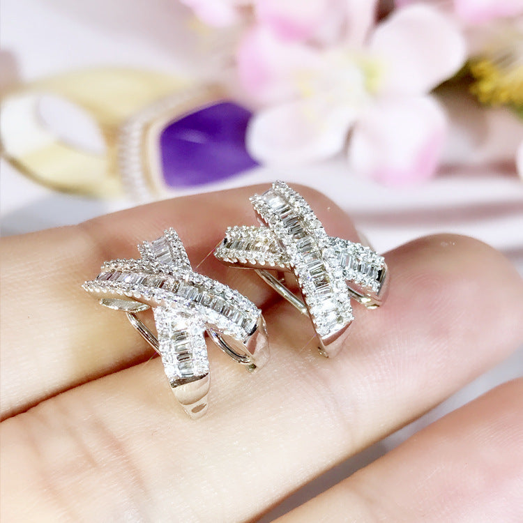 Crystal Zircon Hoop Earrings from different angle