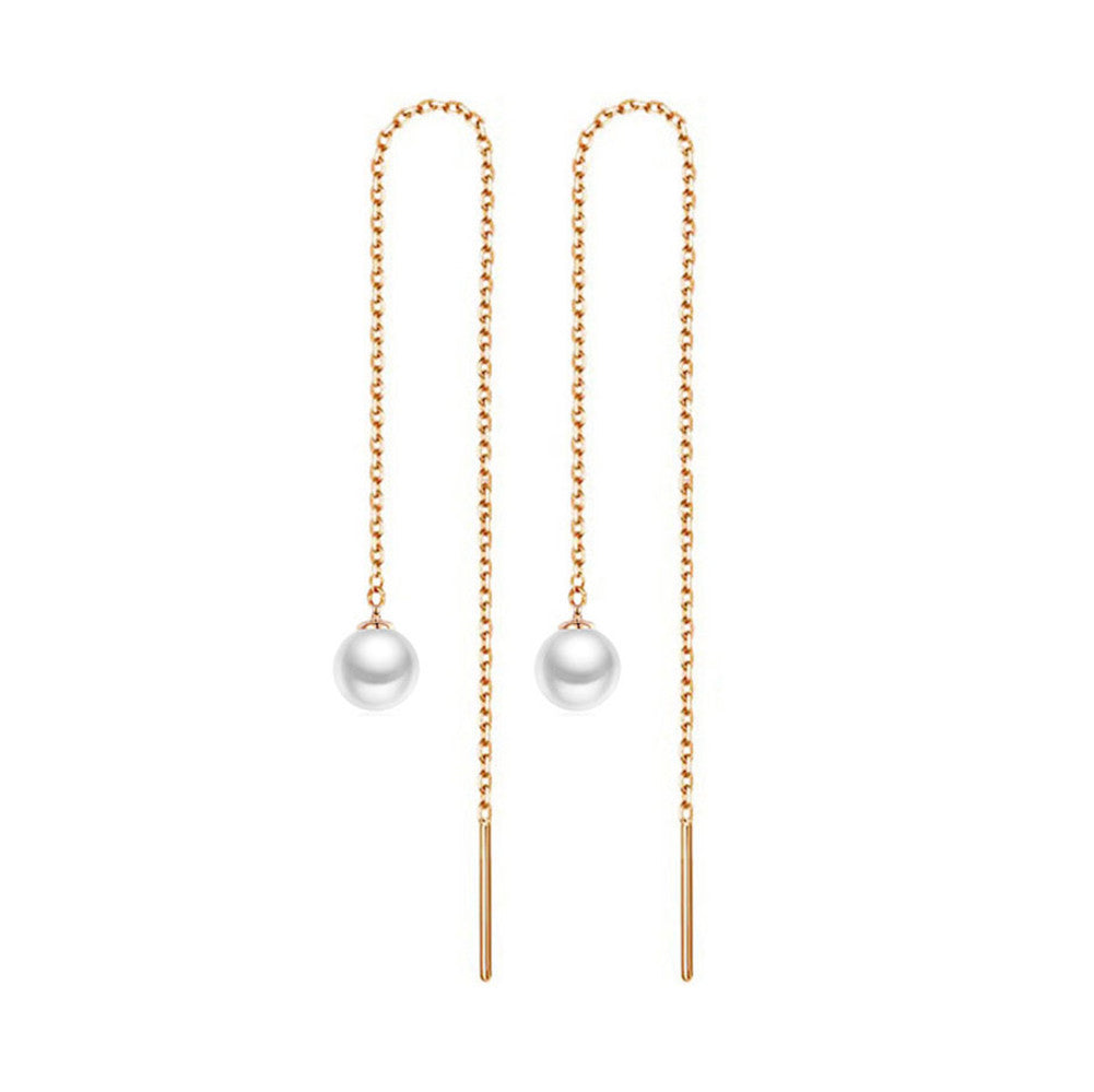 Pearl Tassel Thread Earrings lifestyle shot