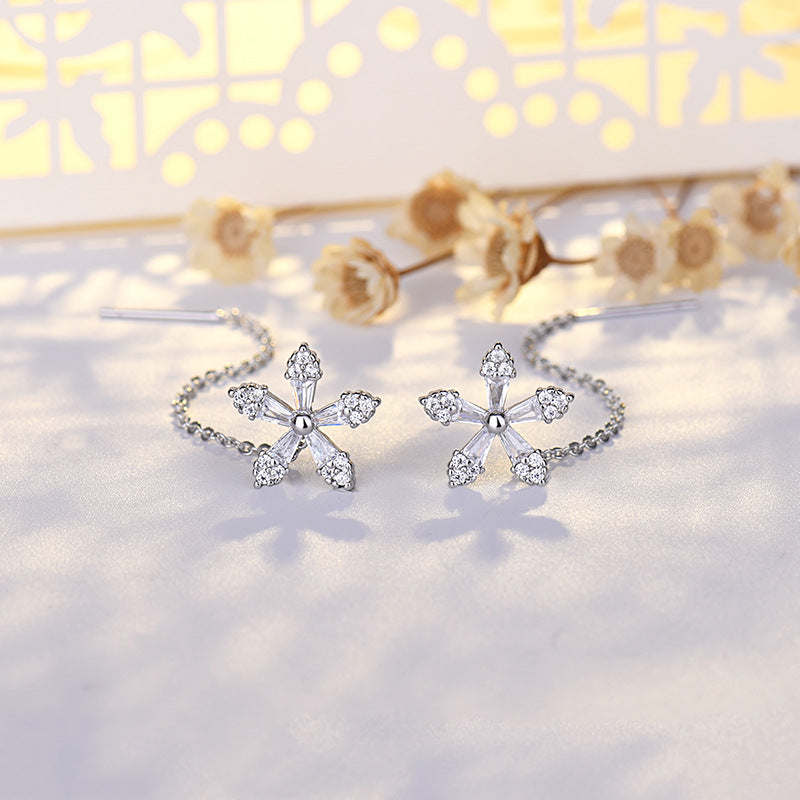 Crystal Flower Long Earrings lifestyle shot