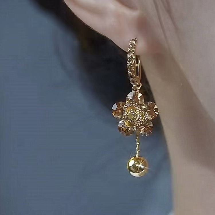 Rose Crystal Drop Earrings lifestyle shot