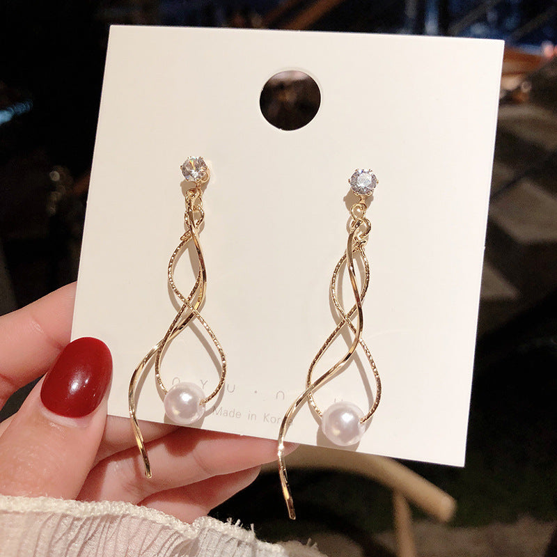 Crystal Chain Drop Earrings lifestyle shot