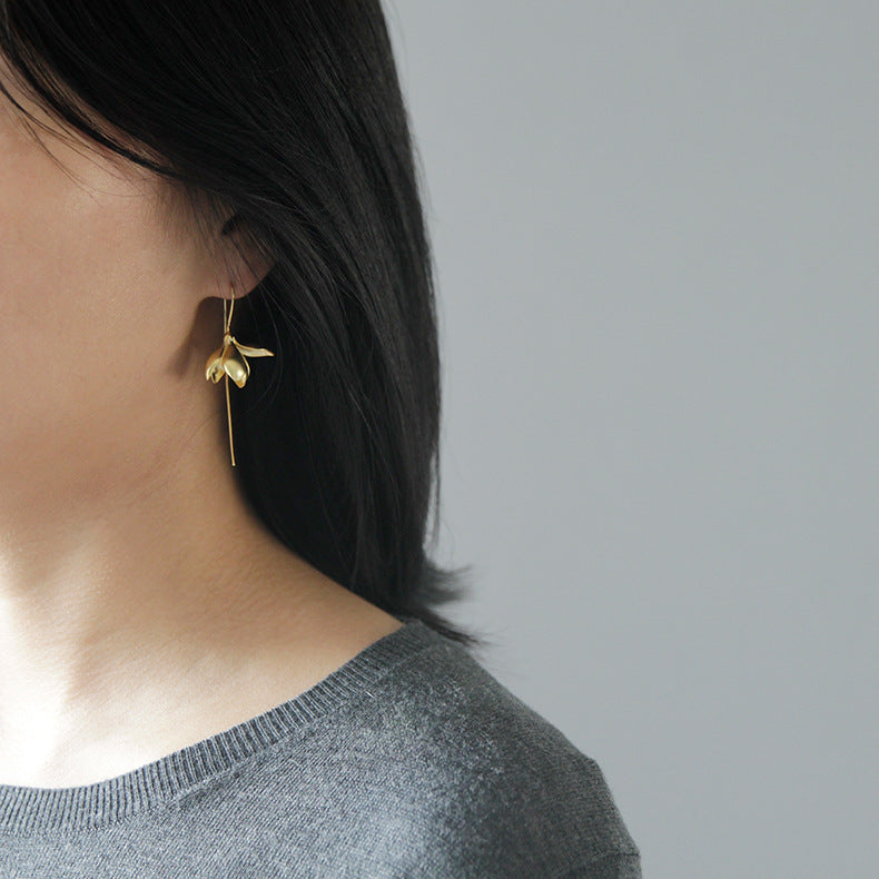 Magnolia Flower Drop Earrings lifestyle shot