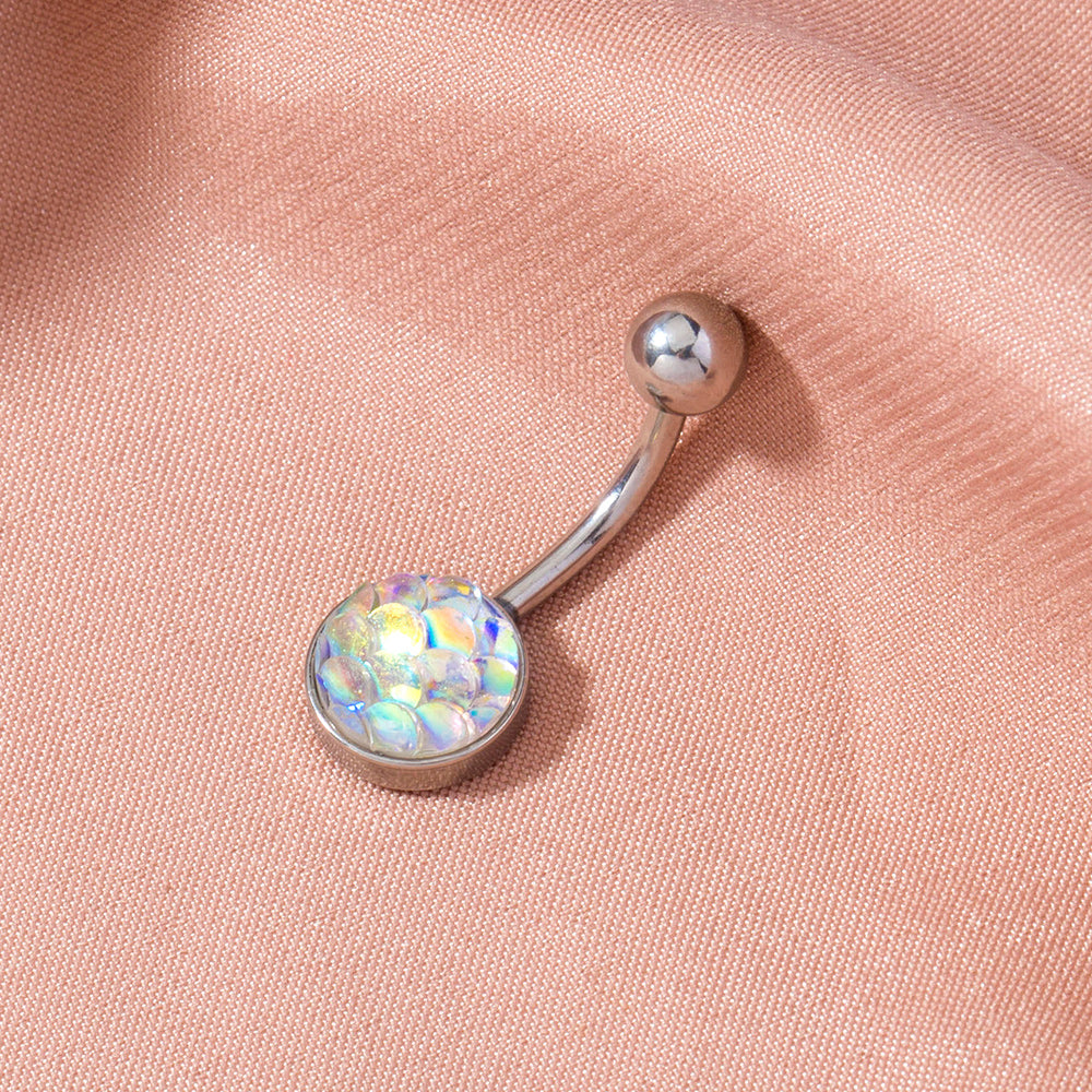 Mermaid Crystal Belly Button Ring close-up detail