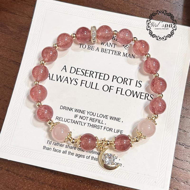 strawberry crystal bracelet pink