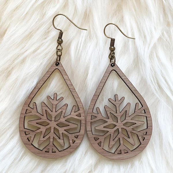 snowflake crystal tassel earrings